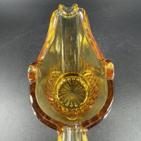 Vintage Amber Glass Ashtray Coal Bucket Mid Century Glassware Decor Small Dish - Picture 7 of 12